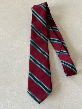 Fusilier Men's Burgundy Striped Tie with Teal Accents